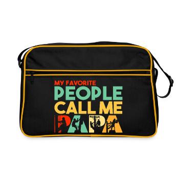 Meine Lieblingsleute nennen mich Papa-Linienarbeiter - Retro Tasche - Schwarz/Gold - Vorne