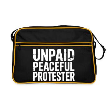 Unpaid Peaceful Protester Activist Saying Demo - Retro Bag - black/gold - Front