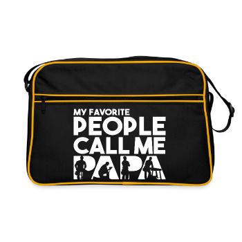 Carpenter Papa Woodworker Joiner Father Silhouette - Retro Bag - black/gold - Front