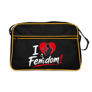 I Love Femdom – BDSM Heart Motif for Subs & Mistresses - Retro Bag - black/gold - Front