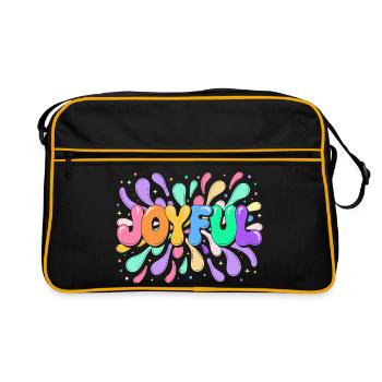 Happy Lettering in bunten Splittern - Retro Tasche - Schwarz/Gold - Vorne
