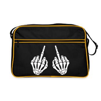 Crâne hand_mittelfinger_2 - Sac Retro - noir/or - Devant