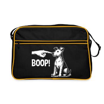 Funny Dog Boop The Snoot Animal Humor - Retro Tasche - Schwarz/Gold - Vorne