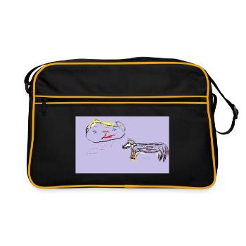 Der Platz war leer, doch der Hund weigerte sich zu gehen - Retro Tasche - Schwarz/Gold - Vorne