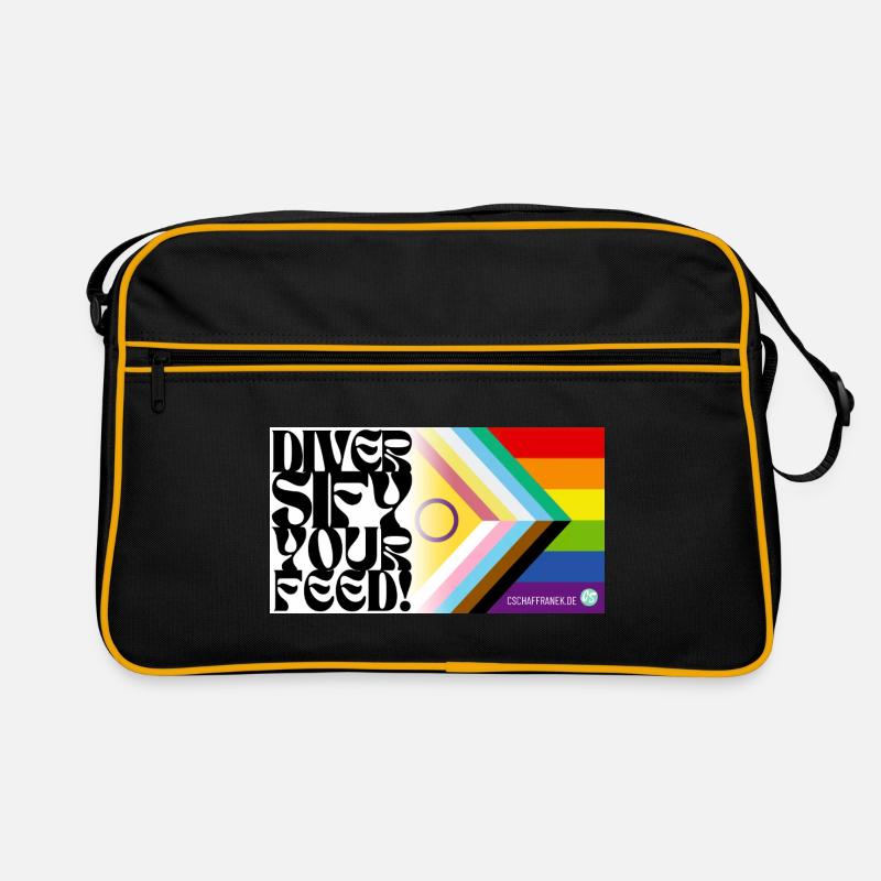 🌈♿ Pride & Disability – Inklusive Flagge - Retro Tasche - Schwarz/Gold
