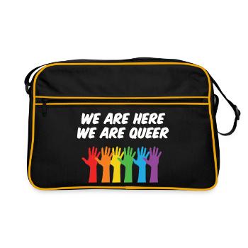 Mois de la fierté LGBT - Nous sommes ici, nous sommes queer - Sac Retro - noir/or - Devant