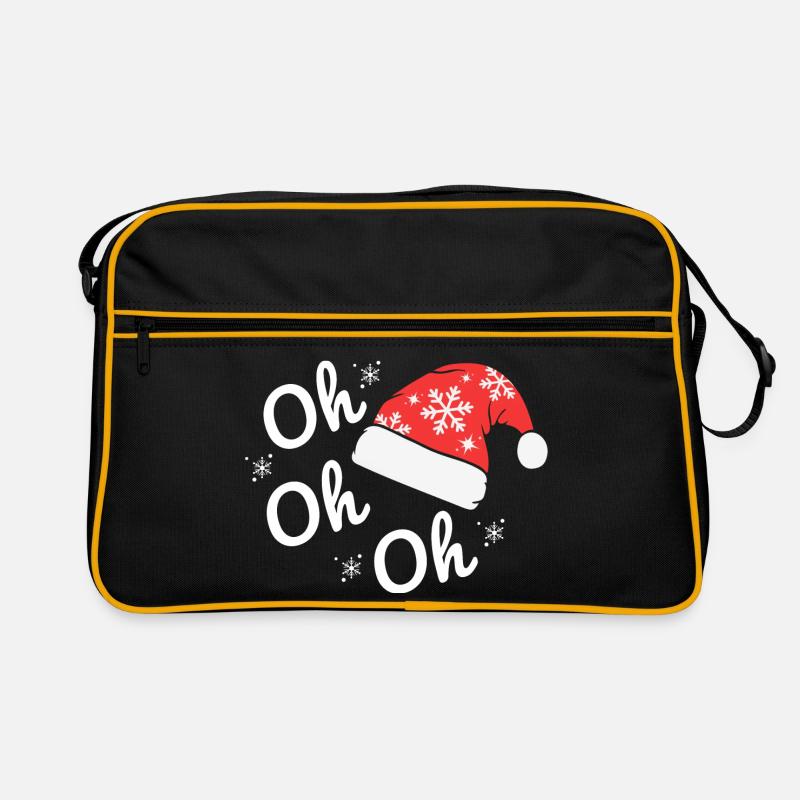 Christmas Hat with Snowflakes, Text Happy oh oh oh Retro Bag