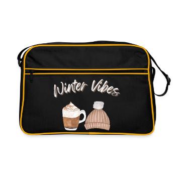 Winter Vibes Cold Season Hat Mug - Retro Bag - black/gold - Front