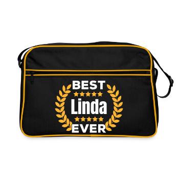 Meilleur cadeau de nom légende de Linda de tous les temps - Sac Retro - noir/or - Devant