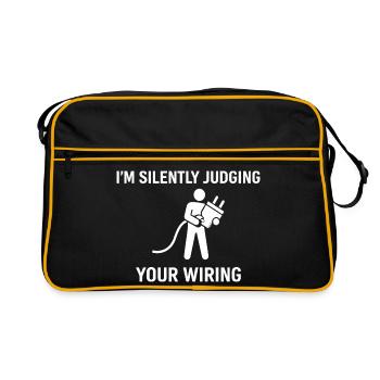 Ich beurteile stillschweigend deine Verkabelung - Retro Tasche - Schwarz/Gold - Vorne