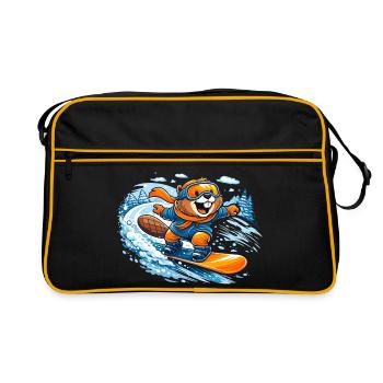 Biber Snowboard Hiver - Sac Retro - noir/or - Devant