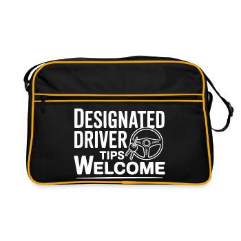 Tipps für designierte Fahrer – willkommen - Retro Tasche - Schwarz/Gold - Vorne