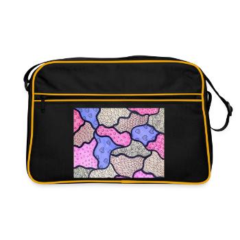 Rosa und lila Mosaik - Retro Tasche - Schwarz/Gold - Vorne