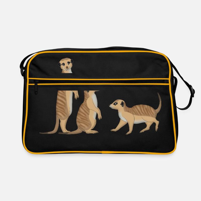 Erdmännchen drei - Retro Tasche - Schwarz/Gold