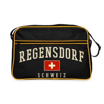Regensdorf Zürich Schweizer Vintage Emblem - Retro Tasche - Schwarz/Gold - Vorne