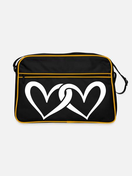 Herzen Hochzeit - Retro Tasche - Schwarz/Gold