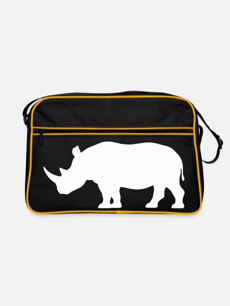 Rhino Silhouette Minimalist - Retro Tasche - Schwarz/Gold