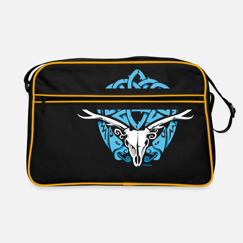 Keltischer Hirsch - Retro Tasche - Schwarz/Gold