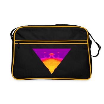 Neon Vortex, Cyber Sunset - Retro Tasche - Schwarz/Gold - Vorne
