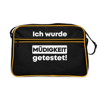 Lustiger Spruch Müdigkeit Faultier - Retro Tasche - Schwarz/Gold - Vorne
