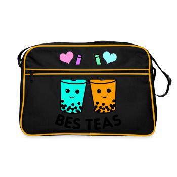 Besties Graphic Tea Lover Tea Drinker Tea Brewing - Retro Tasche - Schwarz/Gold - Vorne