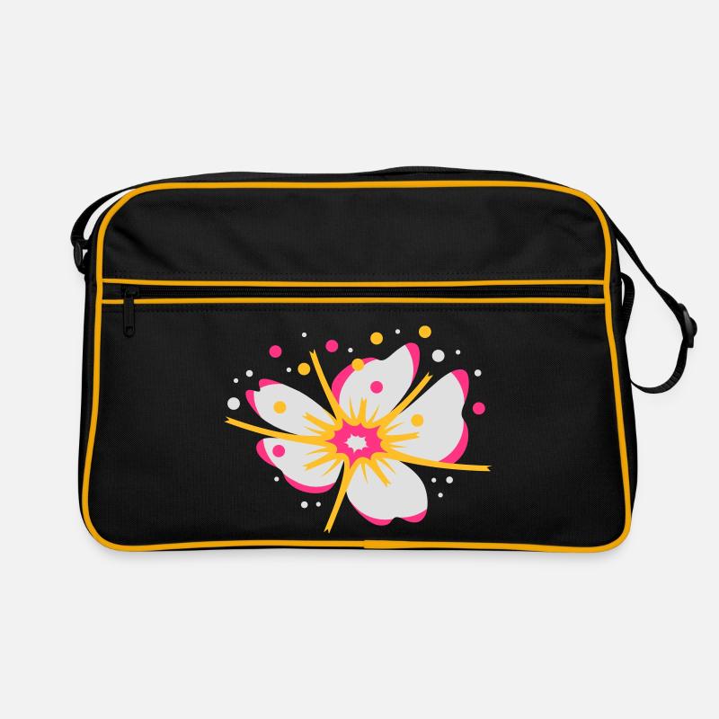 Kirschblüte mit Blütenstaub - Retro Tasche - Schwarz/Gold