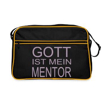 Gott ist mein Mentor - Retro Tasche - Schwarz/Gold - Vorne
