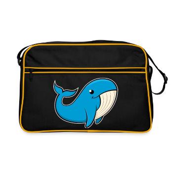 Cheerful image of a blue whale - Retro Bag - black/gold - Front