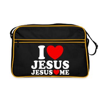 J’aime Jésus Jésus m’aime Foi chrétienne - Sac Retro - noir/or - Devant
