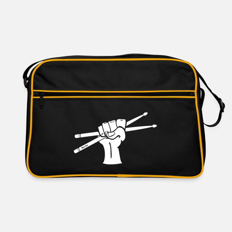 Drumsticks Motiv - Retro Tasche - Schwarz/Gold