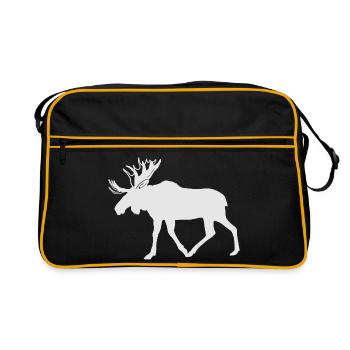 Süßer Elch Elk Moose Schweden Norwegen Finnland - Retro Tasche - Schwarz/Gold - Vorne