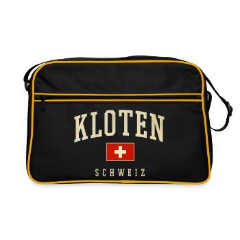 Kloten Schweiz Retro-Logo - Retro Tasche - Schwarz/Gold - Vorne