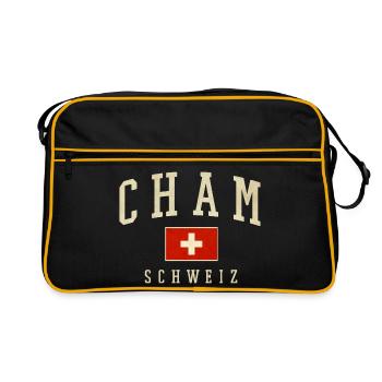 Logo vintage de CHAM SUISSE - Sac Retro - noir/or - Devant