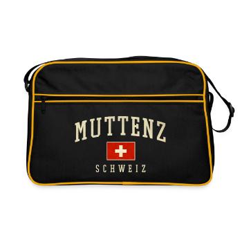 Muttenz Switzerland Vintage Emblem - Retro Bag - black/gold - Front