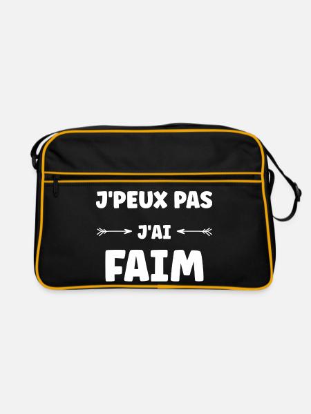 Ich kann nicht, ich habe Hunger - Retro Tasche - Schwarz/Gold - Vorne