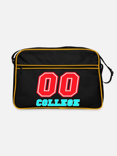 00 College Neon-Emblem - Retro Tasche - Schwarz/Gold - Vorne