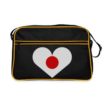 Japanese flag in the shape of a heart - Retro Bag - black/gold - Front
