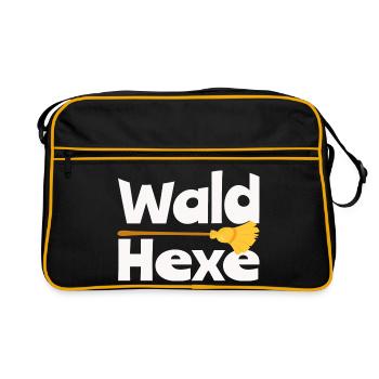 Wald Hexe Besen Natur Hexerei Fantasy Design - Retro Tasche - Schwarz/Gold - Vorne