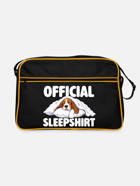 Official Sleepshirt - Cute Basset Hound Dog Mom - Retro Bag - black/gold - Front