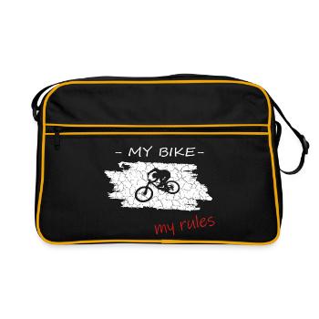 Mein Bike Meine Regeln, my bike my rules - Retro Tasche - Schwarz/Gold - Vorne