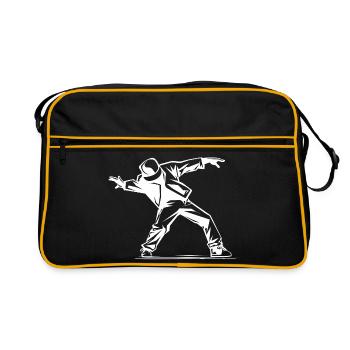 Breakdancer Skizze - Retro Tasche - Schwarz/Gold - Vorne