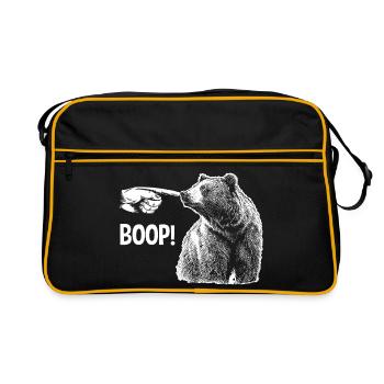 Funny Bear Boop The Snoot Animal Humor - Retro Tasche - Schwarz/Gold - Vorne