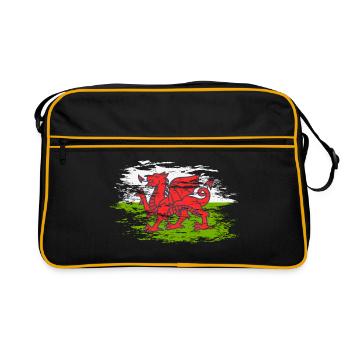 Drapeau du Pays de Galles utilisé - Sac Retro - noir/or - Devant