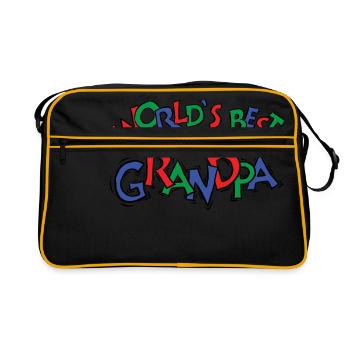 Welt bester Großvater - Retro Tasche - Schwarz/Gold - Vorne