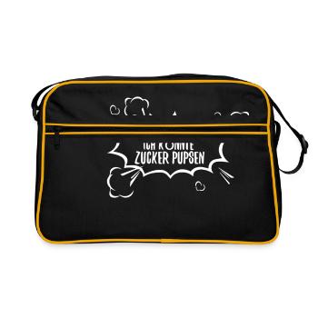 Ich bin so süß, ich könnte Zucker pupsen - Retro Tasche - Schwarz/Gold - Vorne