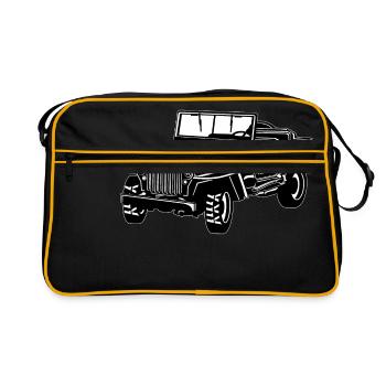 Geländewagen / Jeep SUV 02_schwarz weiß - Retro Tasche - Schwarz/Gold - Vorne