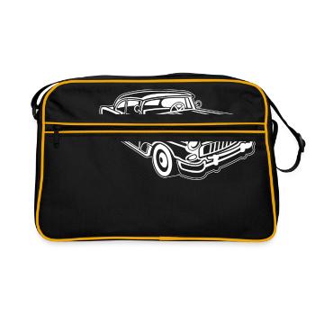 Chevy Cadilac / Muscle Car 02_white - Retro Bag - black/gold - Front