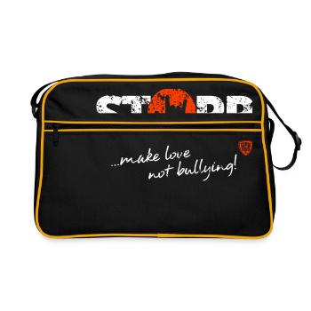 Stopp - weiß - Retro Tasche - Schwarz/Gold - Vorne