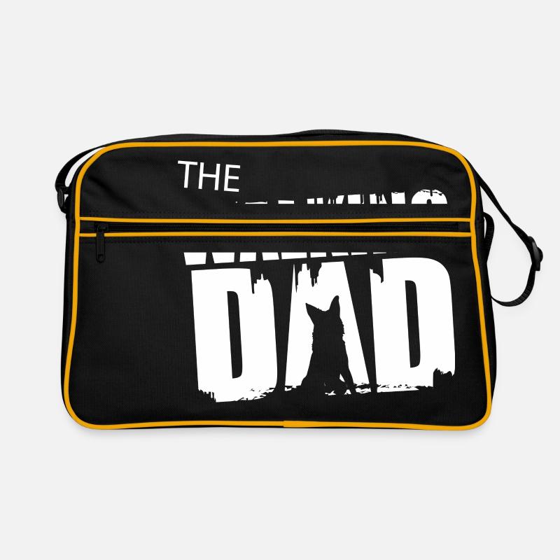 Schäferhund Walking Dad Geschenkidee Vater Gassi - Retro Tasche - Schwarz/Gold