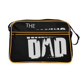 Schäferhund Walking Dad Geschenkidee Vater Gassi - Retro Tasche - Schwarz/Gold - Vorne